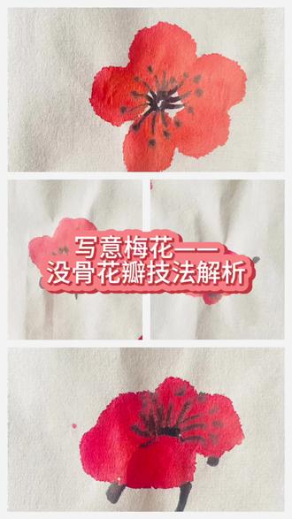 写意梅花技法解析五#跟着抖音学画画 #国画梅花教学 #写意梅花 #国画花鸟 #写意花鸟