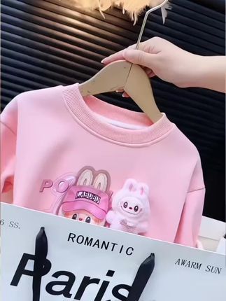 #创作灵感 女童2025秋季新款加绒加厚卫衣拉布布玩偶奥利绒套头可爱上衣保暖#女童卫衣#百搭上衣 #谁穿谁好看#生个女儿就要这样穿