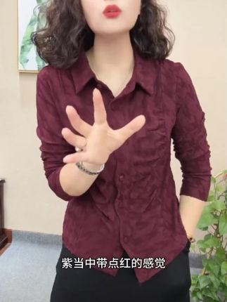 2025秋季新款长袖打底时尚翻领褶皱女修身女士上衣衬衫#时尚上衣 #百搭上衣 #洋气上衣 #休闲上衣 #气质上衣
