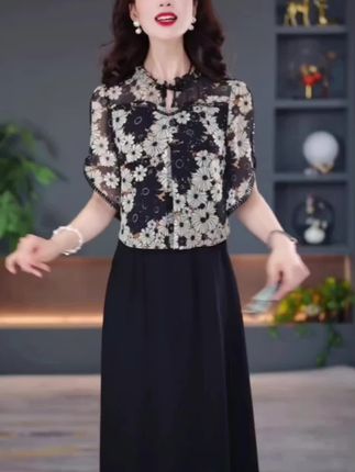 夏季新款连衣裙2025新款显瘦修身收腰韩版气质遮肚裙子YX25Q1191#连衣裙#假两件套连衣裙#收腰连衣裙#气质连衣裙 #夏季新款 #优雅气质