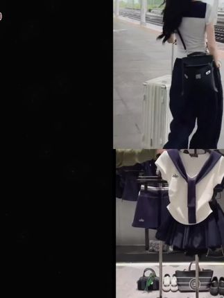 2025夏季新款撞色V领海军风假两件拼接披肩短袖T恤女收腰显瘦上衣 #海军风搭配 #披肩上衣 #假两件
