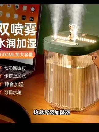 双喷头母婴加湿器USB办公室补水精油净化喷雾器大雾量带氛围灯#智能家居智能生活 #高端大气 #好东西一起分享