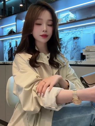 超好看工装风衣女中长款春秋新款韩版宽松休闲收腰显瘦小个子外套#韩系穿搭 #风衣外套中长款 #显瘦穿搭 #高级感穿搭