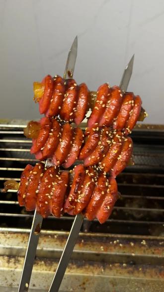 开花肠卷牛蹄筋#开花肠卷牛蹄筋 #签里缘 #鲜货烧烤工厂