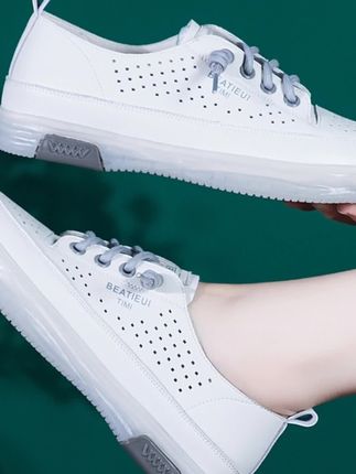 2025夏季新款小白鞋镂空洞洞鞋一脚蹬妈妈鞋平底防滑平底单鞋女#你鞋真好看 #潮鞋推荐好看不贵