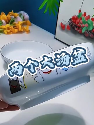陶瓷釉下彩两个大汤盆