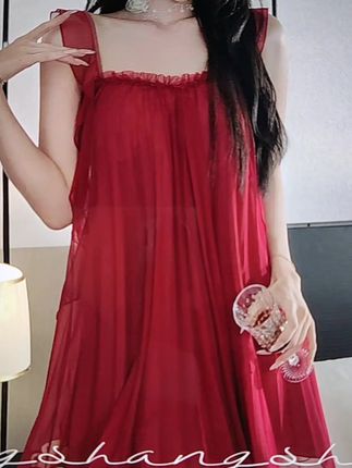 彭裳裳【玫瑰花圃】清纯吊带性感纯欲甜美夏季轻奢气质女士时尚睡裙
