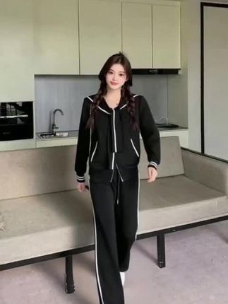 秋装新款胖mm大码女休闲减龄长袖开衫外套显瘦阔腿裤套装22945#时尚妈妈装 #时装周走秀 #巴黎时装周 #气质穿搭 #网红