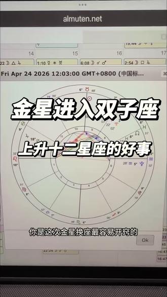 金星换座双子!未来25天,上升十二星座好运指南#占星 #上升星座 #十二星座 #星盘 #星象分析