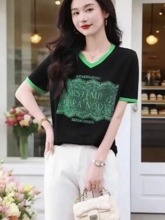 #大码女装#竹节麻#时尚T恤#显瘦减龄#宽松显瘦