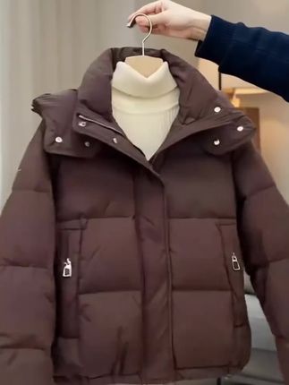 #时尚 穿搭#ovesize面包服短款连帽棉衣2025年新款棉服女宽松冬季外套厚棉袄