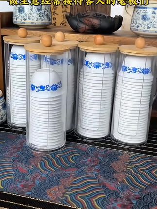 高颜值一次性稻壳功夫茶杯架,古风耐高温加厚防烫家用办公商用高档#