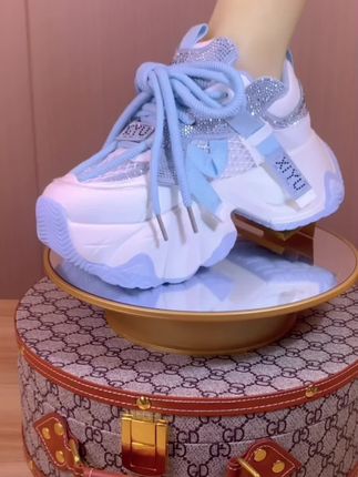 【主播自留】时尚情侣水钻夏季网面女鞋2025老爹鞋女 厚底#美鞋推荐