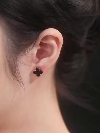 足银耳饰 999纯银耳钉女四叶草耳坠耳环银耳饰品大气上档次高级感