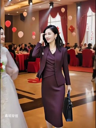 西装职业女裙套装职场轻熟风无袖连衣裙两件套喜婆婆喜妈妈婚宴装#高级感穿搭 #职业装 #两件套女装 #无限回购的宝藏单品 #轻熟风穿搭