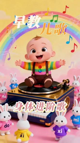 0-3岁幼儿早教 《身体音阶歌》来咯!让宝宝跟着节奏认身体,旋律简单,锻炼协调能力,爸爸妈妈和宝宝边唱边调呀~#2026年 #早教动画 #0-3岁儿童启蒙早教 #儿歌100首最火 #亲子互动