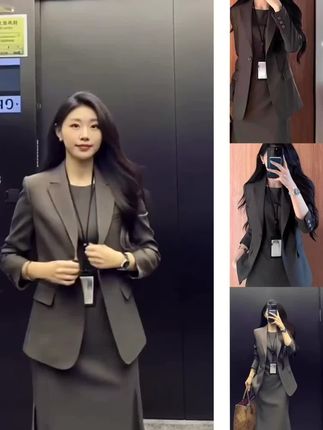 大码职场穿搭轻奢职业西装套装裙胖mm气质韩版裙子高级感两件套女#气质女神穿搭