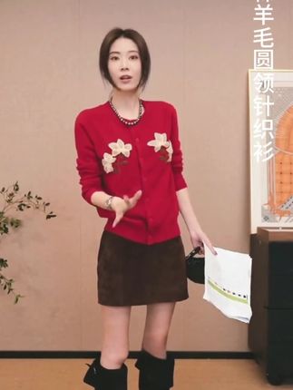 绵羊毛圆领针织衫#时尚气质穿搭 #时髦穿搭 #潮流时尚穿搭 #时尚搭配服装 #穿出自己的风格