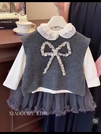 女童洋气时髦半身裙套装春秋2025新款女宝宝学院风三件套气质秋装#女童洋气套装#学院风三件套#时髦洋气