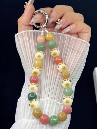 彩色菩提猫爪手机挂绳手机链挂件可爱斜挎链女款手腕绳挂饰防丢#手链 #挂饰挂件 #吊坠挂件 #挂件 #手机挂绳