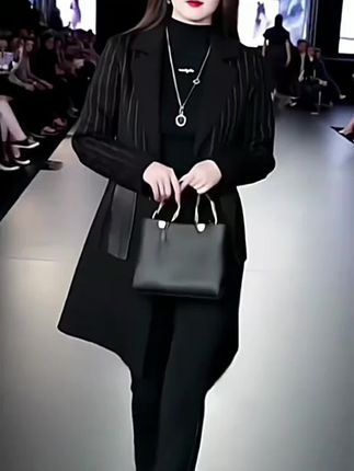 时尚条纹中长款西装风衣女2025春秋新款洋气减龄显瘦高级感外套潮#休闲时尚百搭#外套穿搭#高级感穿搭 #时尚潮流穿搭#洋气减龄