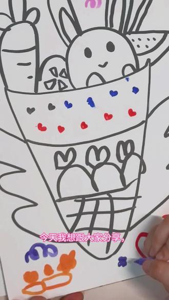 5岁小孩画的兔子冰激凌~