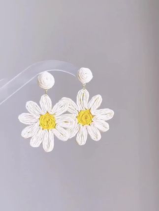 法式手工编织太阳花耳环~ 海边度假风花朵耳饰#小皱菊 #耳环 #海边度假 #拍照巨好看