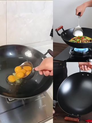 陆川生铁铸铁锅官方旗舰老式炒菜锅双耳圆底不粘无涂层燃气灶适用#铁锅#老式铁锅#无涂层铁锅 #好东西一起分享 #厂家直发