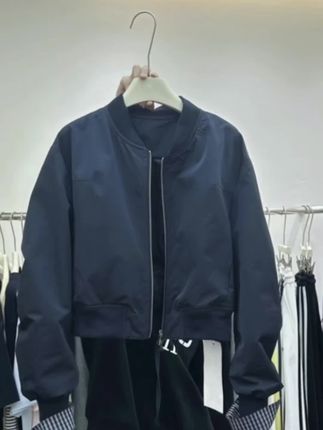 加棉加厚韩版纯色拼接袖夹克百搭宽松小个子外套女秋季新款棒球服#创作者中心 #创作灵感