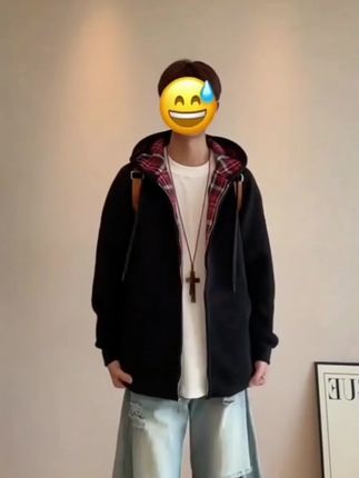 拼接假两件450g卫衣男女连帽秋冬新款情侣装外套设计感高级感上衣#卫衣#ootd穿搭#谁穿谁好看#高级感穿搭#保暖又好看