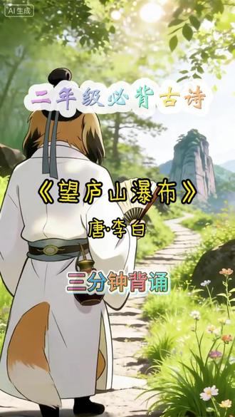 第1集 | 谁能拒绝一只会背诗的李白汪?✨蹲在庐山山腰看紫烟,抬头惊叹银河落九天!一起沉浸式《望庐山瀑布》吧!卡通萌系画风 + 轻快音效,娃看一遍就会背~
#启蒙早教 #小学必背古诗 #唐诗三百首 #语文 #国风动画