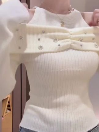 小众设计感短款修身露肩独特绝美小上衣2025新款女开秋穿搭