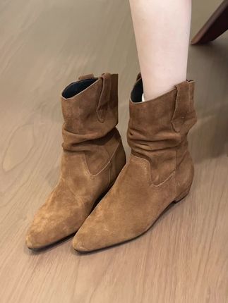 复古秋冬穿搭·真皮平底短靴~ #早秋松弛感穿搭 #靴子 #平底鞋 #辣妹穿搭 #ootd穿搭