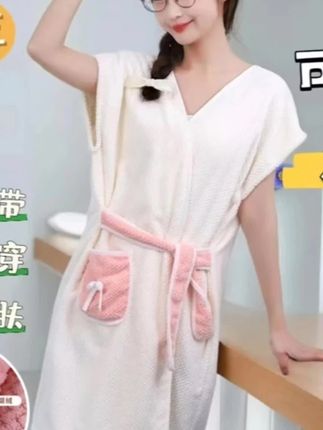 浴巾家用加厚女可穿可裹洗澡浴裙成人系带穿式浴袍学生洗澡游泳#浴裙 #浴裙浴帽 #浴裙家居服 #浴裙加厚纯棉吸水巾