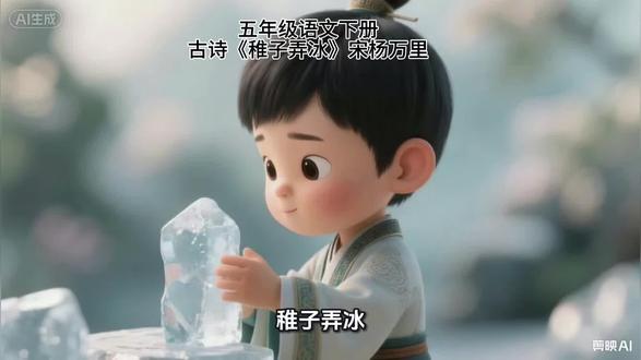 #经典古诗词推荐 五年级语文下册古诗《稚子弄冰》宋杨万里#小学必背古诗 #小学古诗 #古诗 #古诗词 @