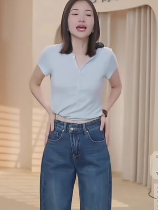 复古水洗海吉蓝软牛仔爆款休闲女士感弯刀牛仔裤直筒裤#爆款热卖中 #面料柔软舒适 #显高显瘦显腿长 #百搭裤子 #不挑年龄不挑身材 @DOU+小助手 @DOU+上热门
