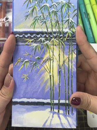 光影雪竹🎨丙烯马克笔国风手绘教程 🖊️泰驰星悦丙烯马克笔 📒星以文创 #零基础学画画 #丙烯马克笔 #国风古韵 #艺术种草指南 #中式美学