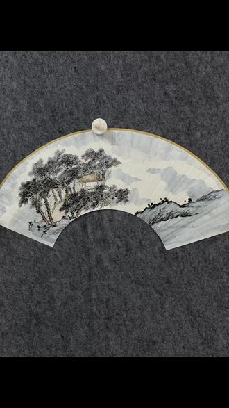 山水画扇面 可定制 #山水入扇 #山水扇面 #中国画 #国画扇 #扇面艺术