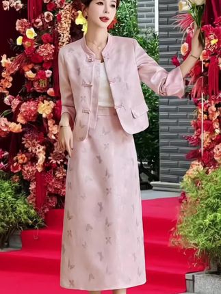 新中式中国风时尚两件套装,春秋新款气质复古长袖套装女装唐装#套装两件套 #时尚妈妈装 #新中式穿搭 #谁穿都好看#春秋穿搭 #时尚穿搭