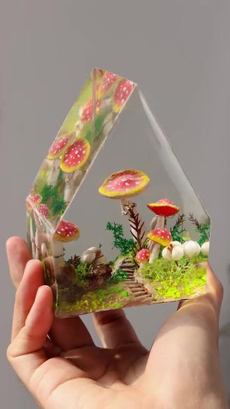 立体蘑菇🍄小花园 #滴胶 #手工diy