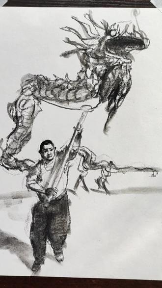 舞龙速写绘画,越随意越好#速写#绘画#手绘#画画