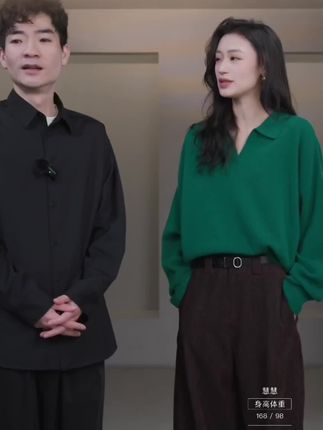 LIURUONAN | 四周年【秋天的故事】复古翻领长袖宽松毛衣秋冬#高级感穿搭 #显高显瘦显腿长 #设计 #刘若男#热门
