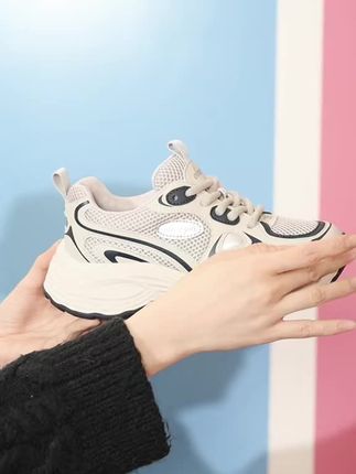 网面2025年夏季新款百搭厚底增高显瘦老爹鞋女休闲鞋透气运动鞋子