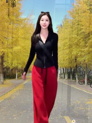 时尚套装女修身秋季新款长袖短款T恤外套休闲束脚阔腿裤两件套潮