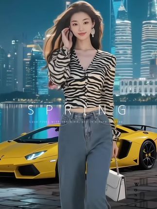 #高级感穿搭 韩系港风休闲斑马纹衬衫女秋季2025新款独特设计感洋气小衫上衣潮#春秋穿搭 #优雅气质 #早秋穿搭公式来了#早秋冷冽又随性的气质穿搭