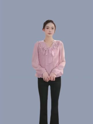 【F春秋季新款女士法式时尚漂亮长袖衬衫装气质显瘦减龄小衫】