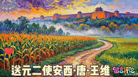 王维《送元二使安西》诗歌吟唱雨打秋禾,古墙静默,蜿蜒小径通向千年前的诗与远方。王维笔下的长安,此刻在画中苏醒 🌾🏯
#诗意栖居 #国风美学