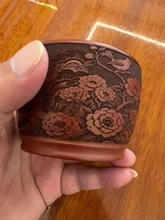 雕刻花鸟楼阁绘 主人杯#茶杯