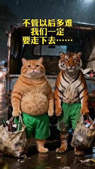 虎橘这一跪,只为这件事…… #萌宠 #橘猫 #老虎
