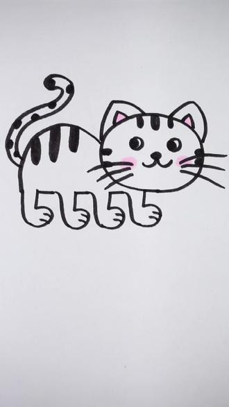 用4个数字5画小猫咪#简笔猫 #小猫简笔画 #一学就会的简笔画 @抖音小助手
